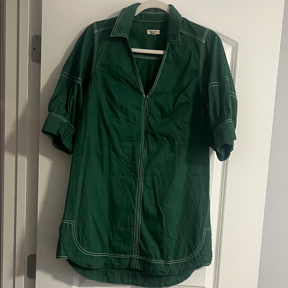Pilcro Green Zip-Up Tunic Top